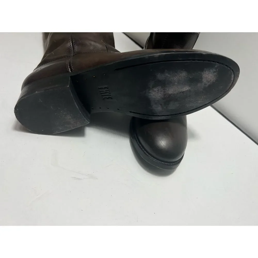 Frye Womens Melissa Button 2 Riding Boots Brown Leather Lined Knee High 6.5 B